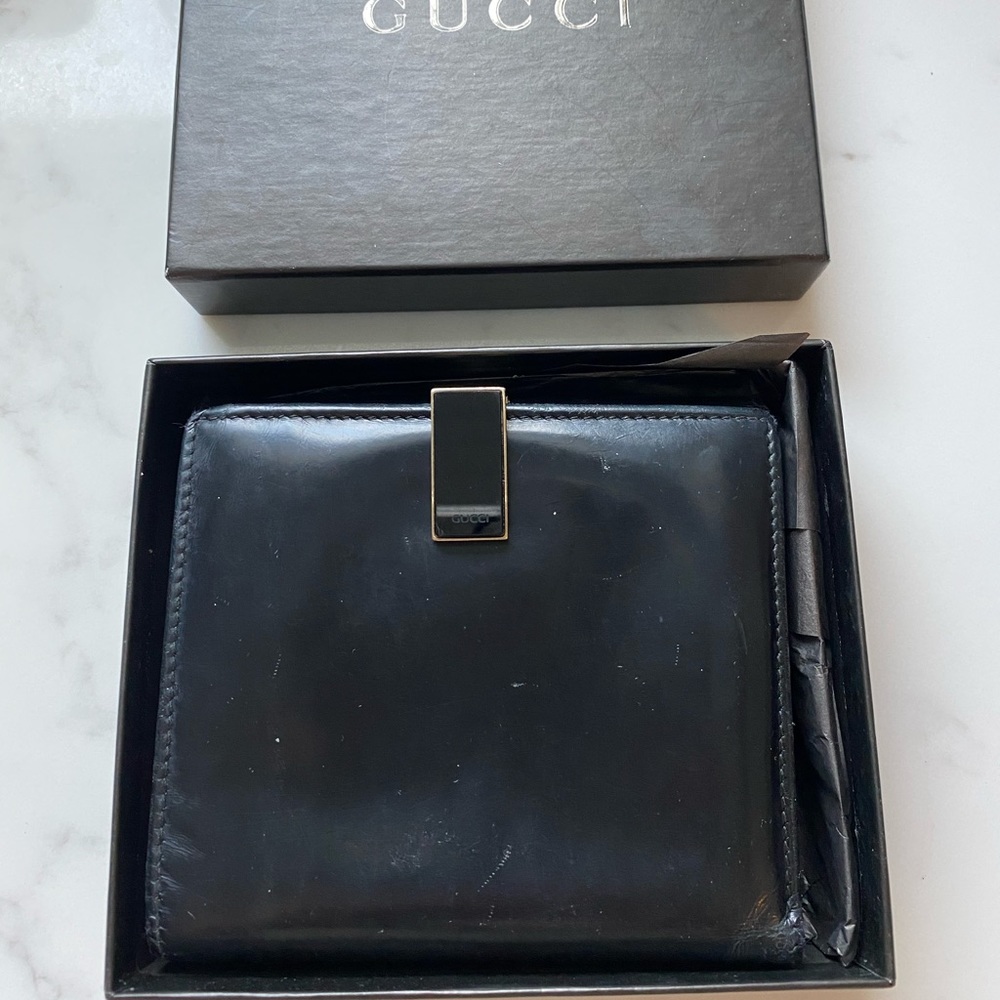 Vintage Gucci Black and Gold Wallet/Clutch